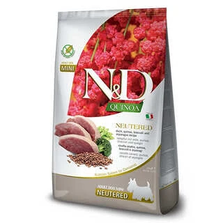 Фармина сухой корм для собак N&amp;amp;D QUINOA DUCK, BROCCOLI &amp;amp; ASPARAGUS NEUTERED для стерилизованных собак мелких пород, утка 7 кг