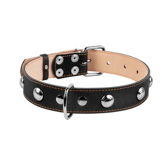 Нашийник "CoLLaR" подвійний з прикрасами (ширина 35мм, довжина 48-63см), чорний