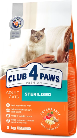 Сухой корм для взрослых стерилизованных кошек Club 4 Paws (Клуб 4 Лапы) Стерилизованные 5 кг