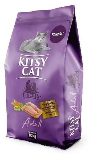 Повнораціонний сухий корм для дорослих котів всіх порід з функцією виведення комочків шерсті Kitsy 10 кг