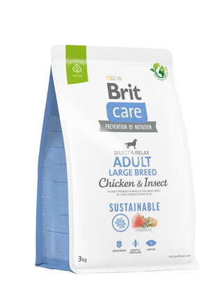 Корм для собак больших пород Brit Care Dog Sustainable Adult Large Breed с курицей и насекомыми, 3 кг