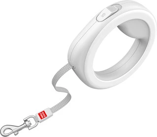 Поводок-рулетка для собак Collar WAUDOG R-leash, круглая, XS-M, до 40 кг, 2,9 м, светоотражающая лента, белая