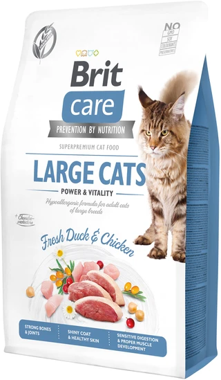 Сухой корм для кошек крупных пород Brit Care Cat GF Large cats Power &amp;amp; Vitality с уткой и курицей 2 кг
