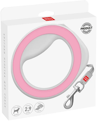 Поводок-рулетка для собак Collar WAUDOG R-leash, круглая, XS-M, до 40 кг, 2,9 м, светоотражающая лента, розовая