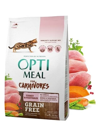 Сухий беззерновий корм Optimeal для дорослих котів з індичкою та овочами 4 кг (НФ-00001056)