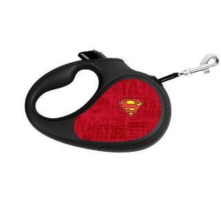 Поводок-рулетка для собак WAUDOG R-leash, рисунок &quot;Супермен Лого Красный&quot;, L, до 50 кг, 5 м, светоотражающая лента, черный