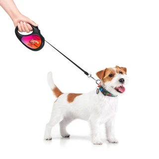 Поводок-рулетка для собак WAUDOG R-leash, малюнок "Конотопські магічні війська", M, до 25 кг, 5 м, світловідбиваюча стрічка чорний