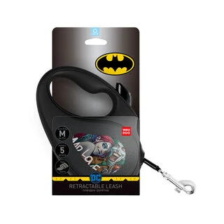 Поводок-рулетка для собак WAUDOG R-leash, малюнок "Сумасшедша любов", M, до 25 кг, 5 м, світловідбиваюча стрічка, чорний