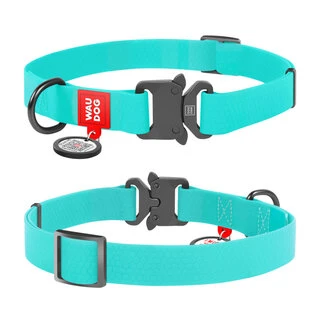 Ошейник для собак водостойкий WAUDOG Waterproof c QR-паспортом, светящийся, металлическая пряжка-фастекс, Ш 25 мм, Дл 35-58 см