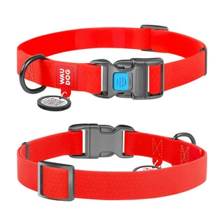 Ошейник для собак водостойкий WAUDOG Waterproof c QR-паспортом, пластиковая пряжка-фастекс, Ш 25 мм, Дл 35-58 см, красный