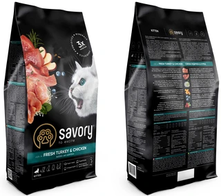 Сухий корм для кошенят Savory зі свіжим м'ясом індички та курки 2 кг