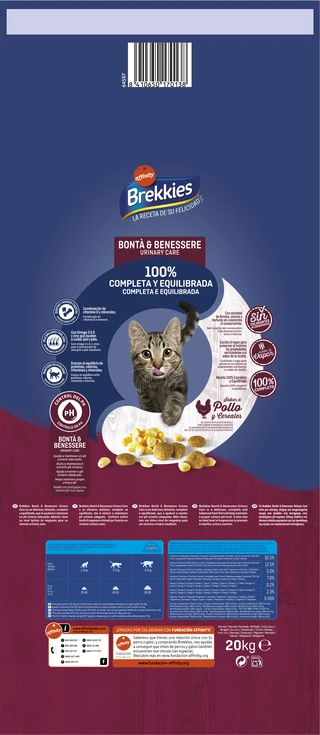 Сухой корм для кошек Brekkies Cat Urinary Care с профилактикой мочекаменной болезни с курицей 20 кг
