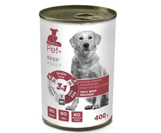 the Pet+ Гипоаллергенная, монопротеиновая консерва для взрослых собак всех пород &mdash; 100% говядина