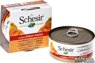 ПАК. Влажный корм для собак Schesir Chicken Papaya курица с папайей 10шт по  150 г