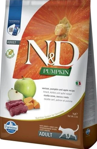 Фармина кет сух N&amp;D CAT PUMPKIN VENISON &amp; APPLE ADULT с тыквой, олениной и яблоком 5 kg