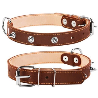 Ошейник &quot;CoLLaR&quot; двойной с шипами (ширина 25мм, длина 38-50см), коричневый