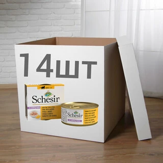 ПАК.Консервований корм Schesir Cat Tuna Mango консерви для котів, тунець з манго 14шт по 75 г