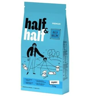 Корм сухий HalfHalf для цуценят усіх порід  із яловичиною 2 кг