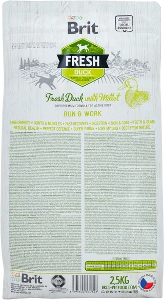 Сухий корм Brit Fresh Active Run &amp; Work для активних дорослих собак з качкою та пшоном 2.5 кг