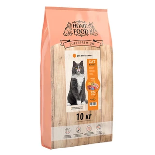 Повнораціонний сухий корм для вибагливих дорослих котів Home Food з куркою та печінкою 10 кг