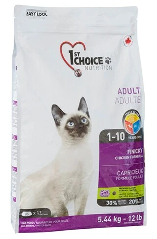 Сухий суперпреміум корм для кішок вибагливих та активних 1st Choice Adult Finicky Chicken курка 5.44 кг