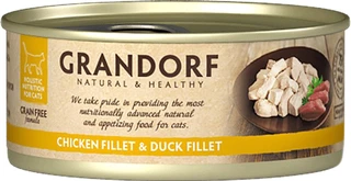 Упаковка вологого корму для котів Grandorf Куряча грудинка з качиним філе 6 шт по 70 г