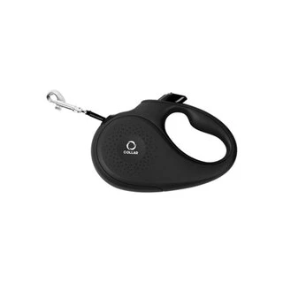 Поводок-рулетка CoLLaR для собак, розмір S, 15 кг, 5 м, стрічка, чорний