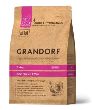 Cухой корм для взрослых собак с индейкой и бурым рисом Grandorf DOG Turkey Brown Rice Adult Breeds 3 кг