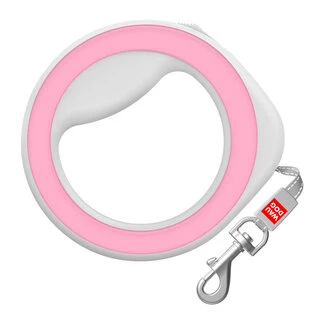 Поводок-рулетка для собак WAUDOG R-leash, кругла, XS-M, до 40 кг, 2,9 м, світловідбиваюча стрічка, рожевий