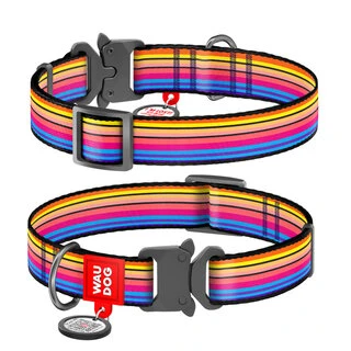 Нашийник для собак нейлоновий WAUDOG Nylon з QR паспортом, малюнок "Лінія 1", металевий пряжка-фастекс, Ш 25 мм, Дл 31-49 см