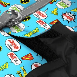 М'яка шлея для собак WAUDOG Clothes з QR паспортом, малюнок "Ліга Справедливості в блакитному", XS4, В 36-39 см, С 26-28 см