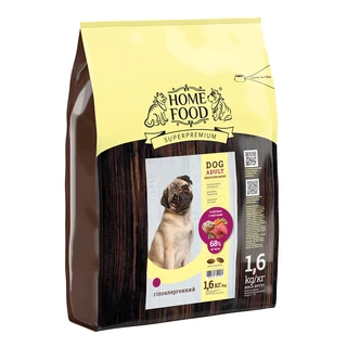 Повнораціонний гіпоалергенний сухий корм для дорослих собак Home Food яловичина з овочами 3,2 кг (2 шт по 1,6 кг)