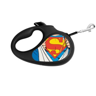 Поводок-рулетка для собак WAUDOG R-leash, рисунок &quot;Супермен Герой&quot;, M, до 25 кг, 5 м, светоотражающая лента, черный