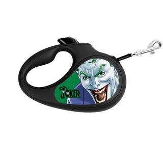 Поводок-рулетка для собак WAUDOG R-leash, малюнок &quot;Джокер Зелений&quot;, M, до 25 кг, 5 м, світловідбиваюча стрічка, чорний
