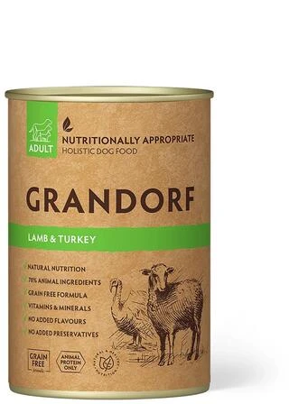 Вологий корм для дорослих собак Grandorf Dog - Ягнятина та індичка - Дорослі, з ягнятиною та індичкою, 400 г (5407007852130)