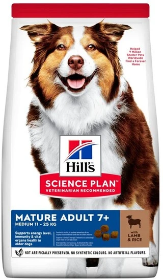 Сухий корм для зрілих собак від 7 років Hill’s Science Plan Mature Adult 7+ Medium Breed з ягням та рисом 14 кг