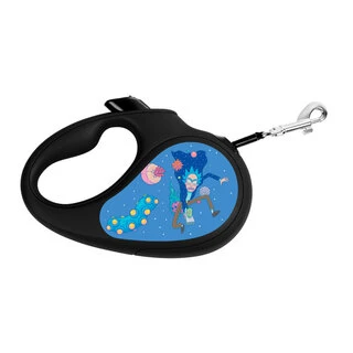Поводок-рулетка для собак WAUDOG R-leash, малюнок &quot;Рік і Морті 3&quot;, світловідбиваюча стрічка, L, до 50 кг, 5 м, чорний