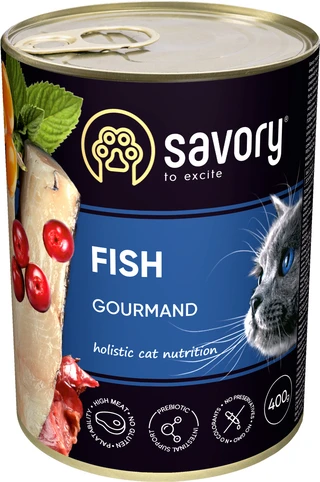 Влажный корм Savory для котов с рыбой 400 г