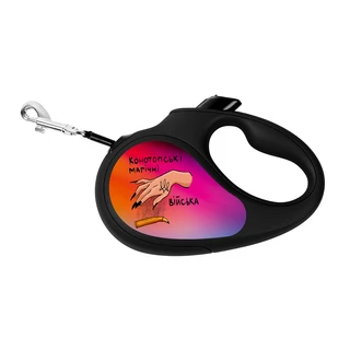 Поводок-рулетка для собак WAUDOG R-leash, малюнок "Конотопські магічні війська", M, до 25 кг, 5 м, світловідбиваюча стрічка чорний