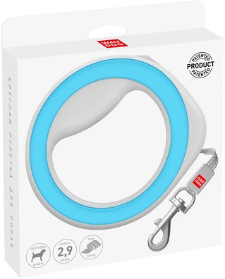 Поводок-рулетка для собак Collar WAUDOG R-leash, круглая, XS-M, до 40 кг, 2,9 м, светоотражающая лента, голубая