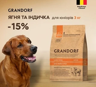 Сухий корм для юніорів собак середніх та крупних порід Grandorf Грандорф LAMB &amp;amp; TURKEY JUNIOR ягня з індичкою, 3 кг