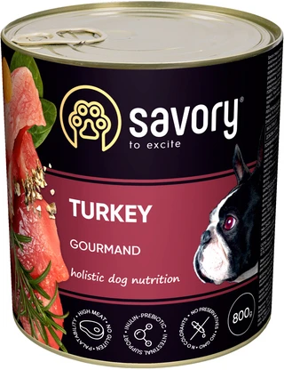 Вологий корм Savory для дорослих собак з індичкою 800 г