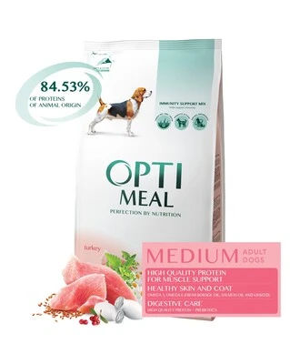 Сухий повнораціонний корм Optimeal для собак середніх порід з смаком індички 1.5 кг (НФ-00000137)