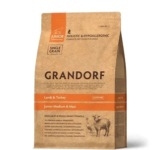 Сухий корм для юніорів собак середніх та крупних порід Grandorf Грандорф LAMB &amp;amp; TURKEY JUNIOR ягня з індичкою, 1 кг
