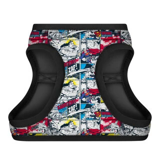М'яка шлея для собак WAUDOG Clothes з QR паспортом, малюнок "Супермен комікс", S1, В 40-45 см, С 29-31 см