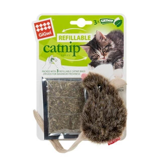 Іграшка для котів Мишка з котячою м'ятою GiGwi Catnip, штучне хутро, котяча м'ята, 10 см