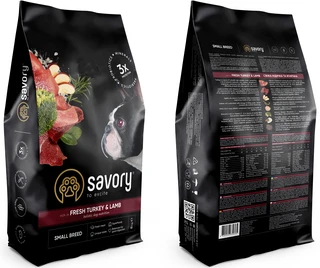 Сухий корм для собак малих порід Savory зі свіжим м'ясом індички та ягнятини 8 кг