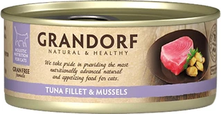 Упаковка вологого корму для котів Grandorf Філе тунця з мідіями 6 шт по 70 г