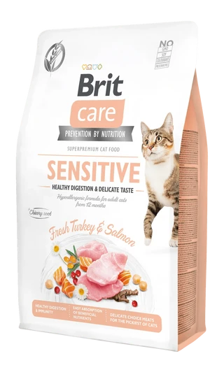 Сухой беззерновой корм для кошек с чувствительным пищеварением Brit Care Sensitive Digestion с индейкой и лососем 2 кг