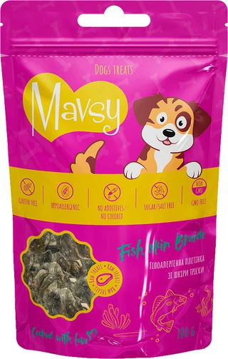 Ласощі для собак Mavsy Fish Skin Braide - Мавси Гіпоалергенна плетенка з шкіри тріски для собак 100 г (4820266800277)
